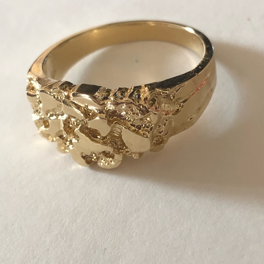 Mens gold nugget 10k gold ring 8.5